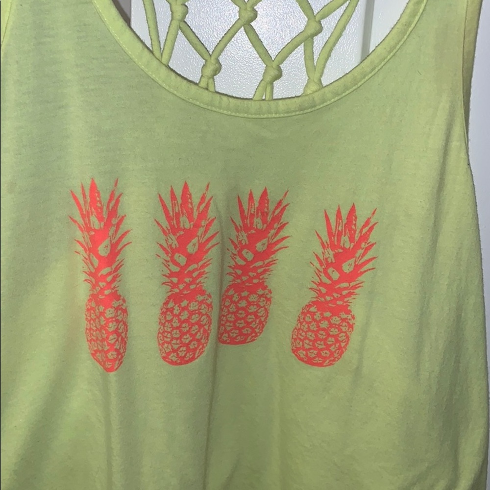 Neon yellow shirt with pink pineapples 💕